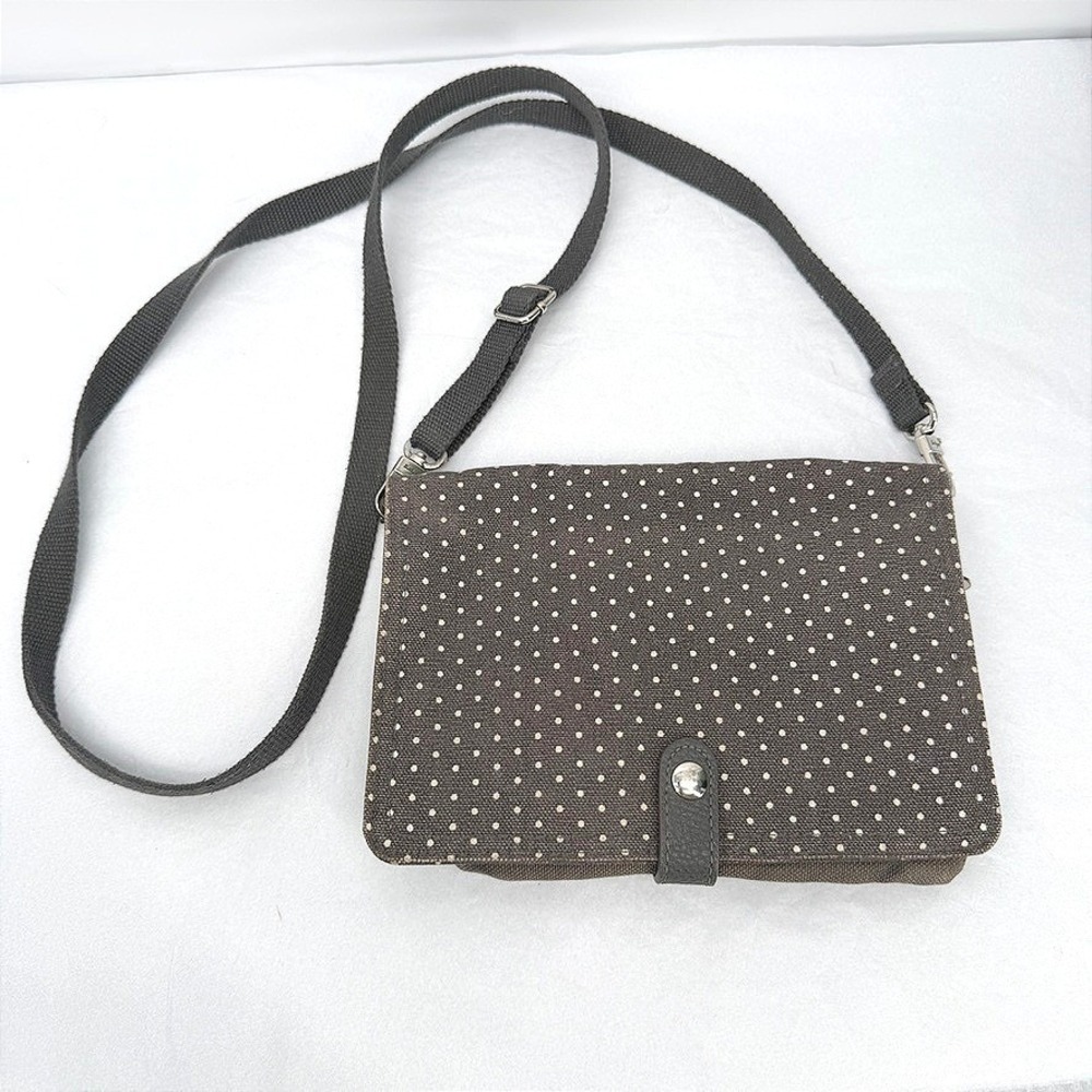 Thirty-One Crossbody Bag Double Up Snap Polka Dot Canvas Travel Purse Small